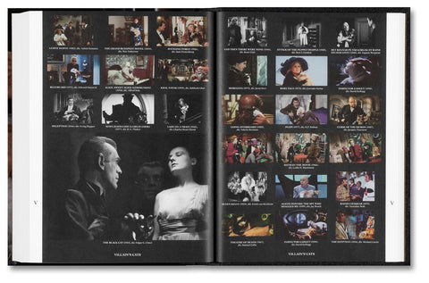 A page from The Encyclopedia of Movie Cats showing colorful feline illustrations and film descriptions, published by A24.