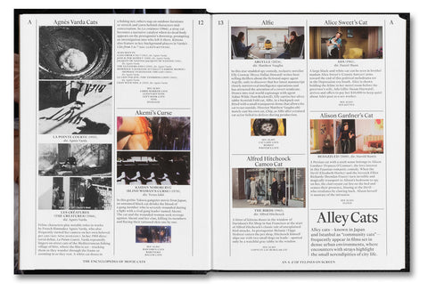 Cover image of "The Encyclopedia of Movie Cats" book by A24 featuring colorful feline illustrations on the cover.