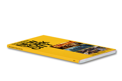 A hardcover film book titled "On Location in New York City" by A24, featuring a cityscape cover with iconic NYC imagery.