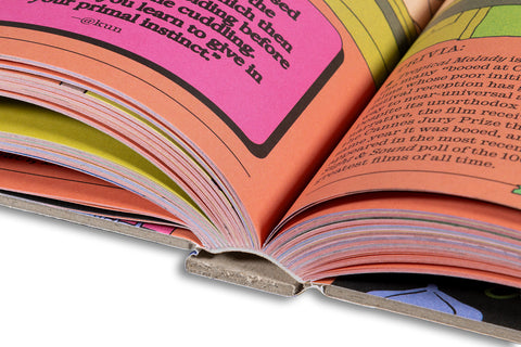 Close-up of the cover of the film book "Watch This Before You Turn 18!" by A24, showcasing its detailed artwork and title.