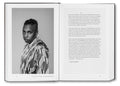 Open photography book "Faces and Phases" by MACK displaying black and white portrait images on glossy pages.