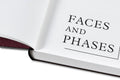 Close-up of the cover of Faces and Phases photography book by MACK, showcasing abstract face and phase illustrations.