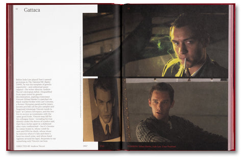 Open pages of "In the Mood?" film book by A24 showcasing vintage movie posters and cinematic artwork.