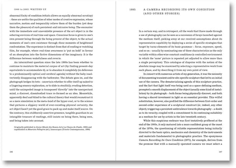 Cover image of "Written Down / Written Up" by John Hilliard, published by MACK, showing abstract artwork and text elements.