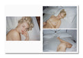 Collaged images of a naked woman lying on a bed in various poses.