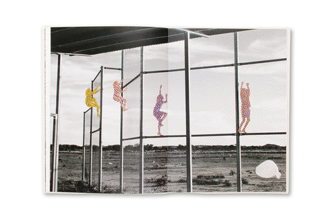 Photograph from "Restricted Images" by SPBH Editions, featuring Warlpiri artwork and cultural imagery in a photography book.