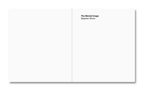 Open photography book "The Mental Image" by MACK featuring minimalist black and white images on glossy pages.