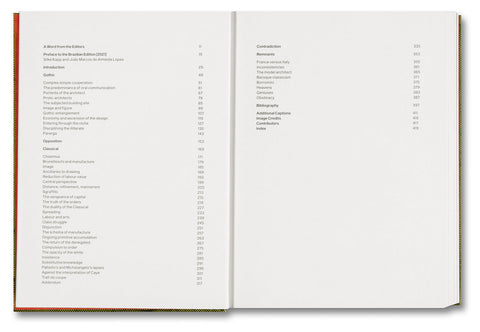 Open architecture book titled "Construction of Classical Design" by MACK, featuring detailed classical building illustrations.