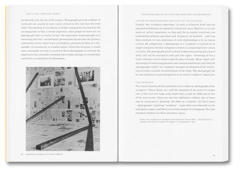 Cover image of "Written Down / Written Up," a collection of John Hilliard's selected writings published by MACK.