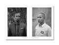 Open photography book "Faces and Phases" by MACK showing a colorful spread of portrait photographs and artistic layouts.