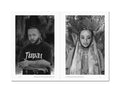 Open photography book "Faces and Phases" by MACK, showcasing black and white portraits and artistic layout spreads.