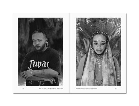 Open photography book "Faces and Phases" by MACK, showcasing black and white portraits and artistic layout spreads.